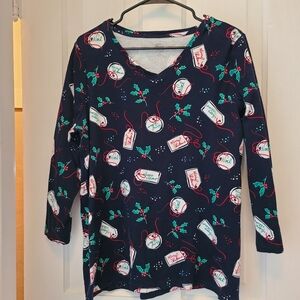 Kim rogers christmas themed blouse size XL